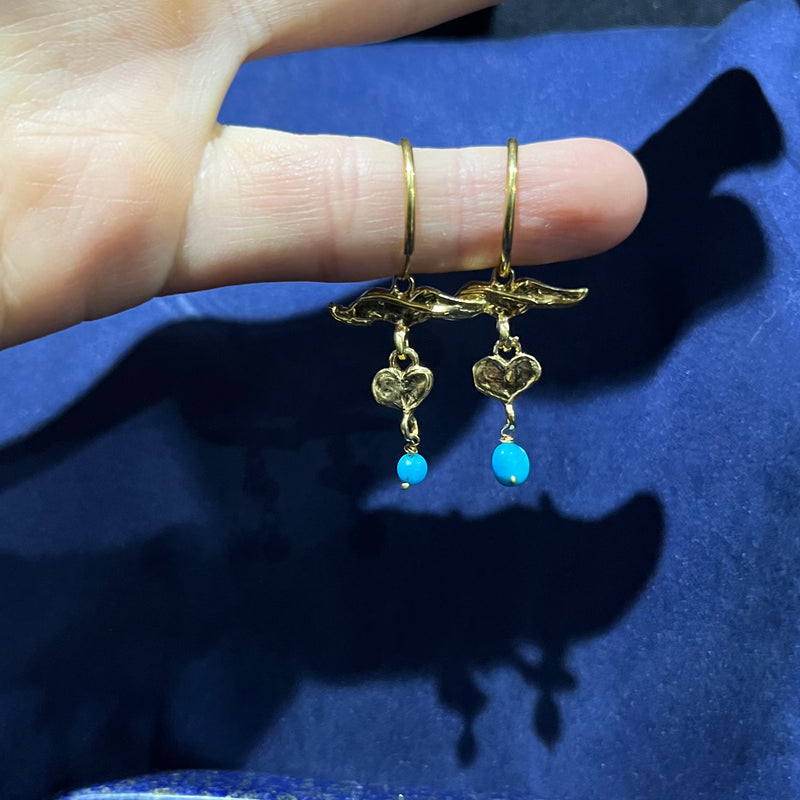 Turquoise Winged Hoops