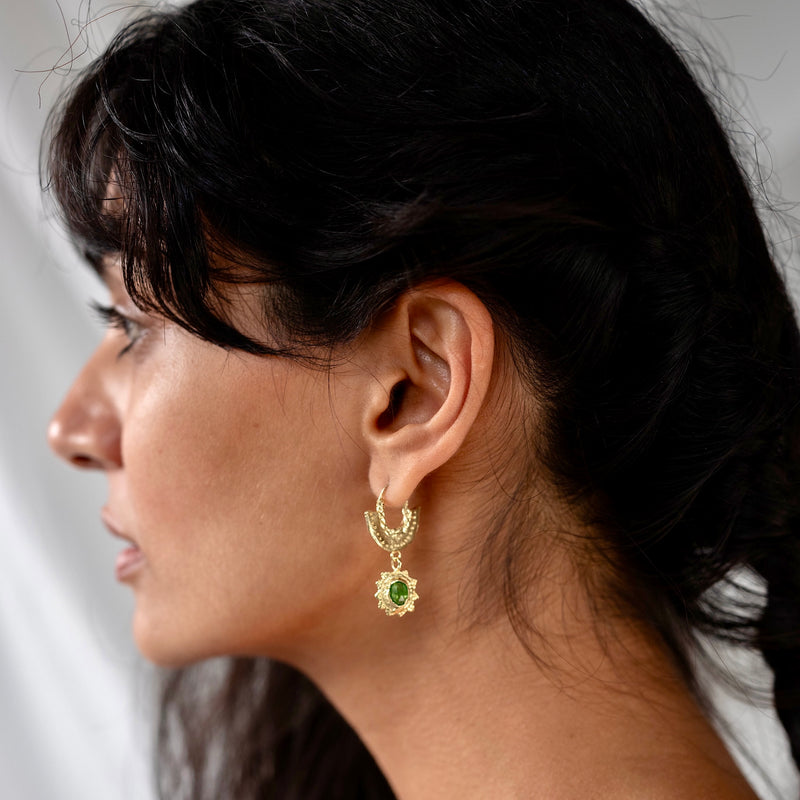 Discus Hoop Earring with Tsavorite Garnet