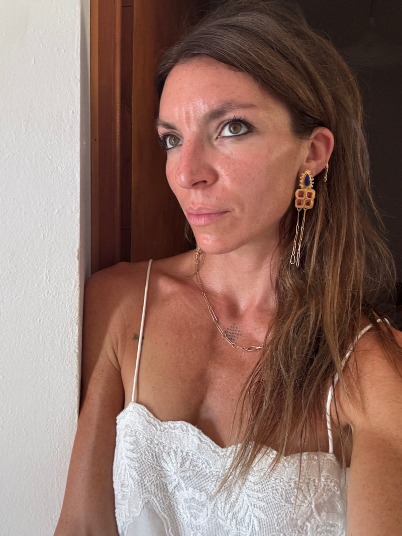 One of a kind Lapis Lazuli Tower Earrings