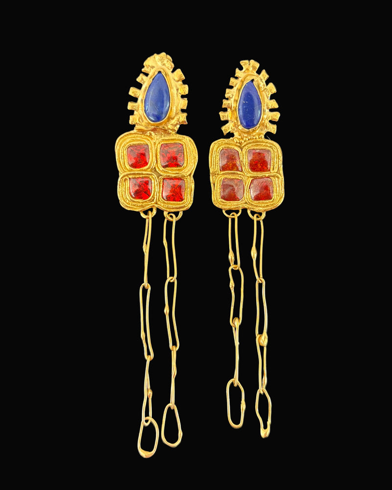 One of a kind Lapis Lazuli Tower Earrings