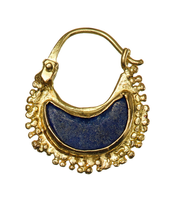 Turquoise and Lapis Lazuli Crescent Hoop