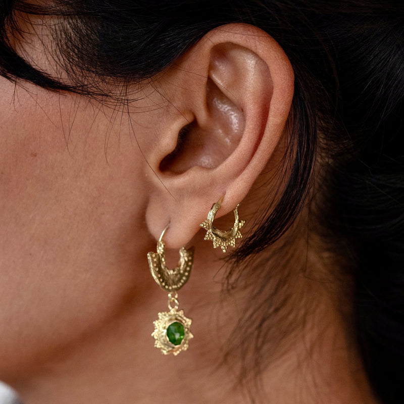 Discus Hoop Earring with Tsavorite Garnet