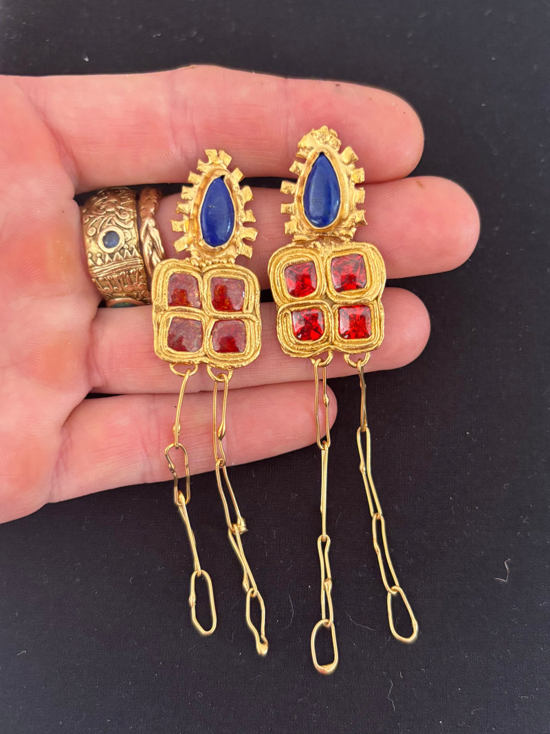 One of a kind Lapis Lazuli Tower Earrings