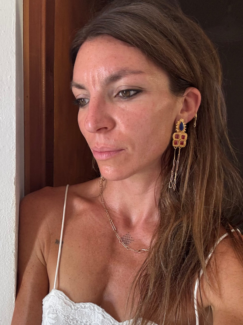 One of a kind Lapis Lazuli Tower Earrings