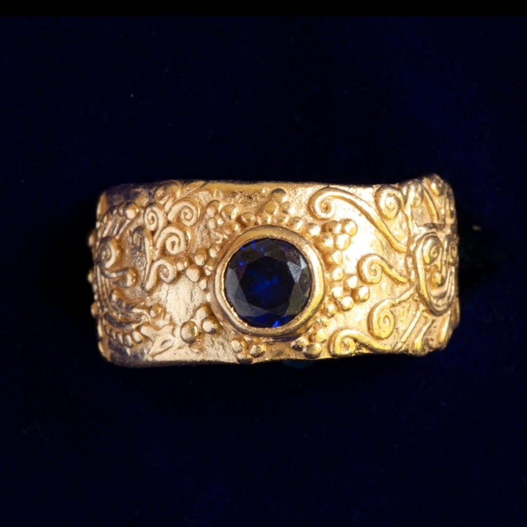 Cosmos Ring SAMPLE // LAB MADE DEEP BLUE SAPPHIRE // SIZE O