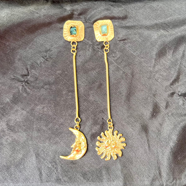 Tourmaline Sun and Moon Earrings # 12
