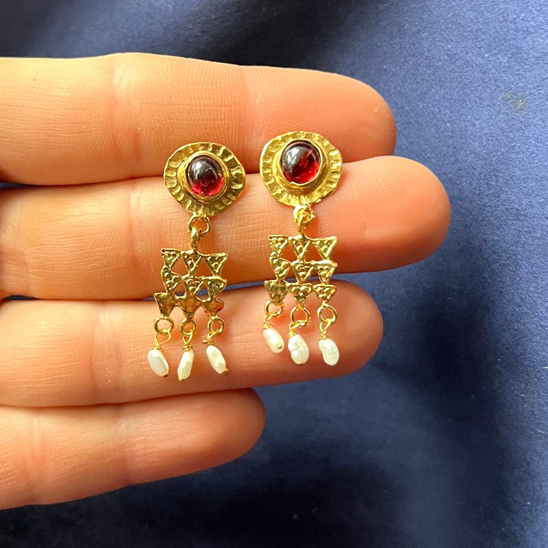Tiny Talisman Earring Garnet