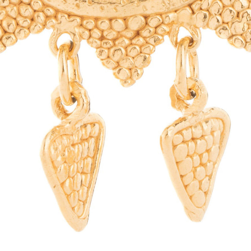 Loren Lewis Cole Jewellery large gold hoop earrings with gold triangles, bohemian style perfectly imperfect jewellery